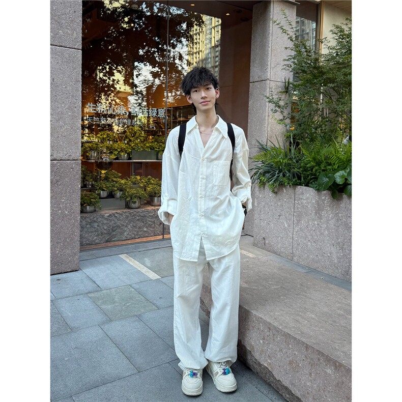C316CS2522P58K2523P58夏秋新款长袖衬衫棉麻白色黑色裤子,男装衬衫,电商C316