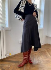 秋季新品，定制压褶，不规则设计半裙，女装半身裙，缈希