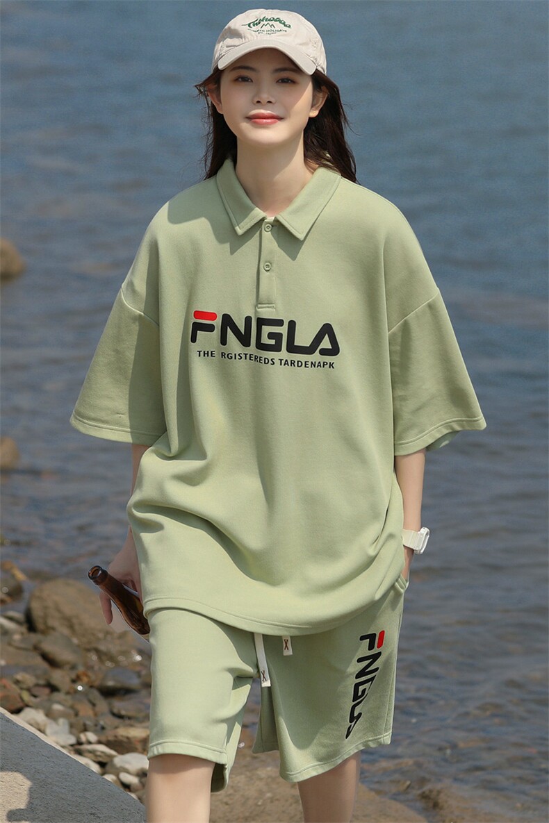 2024夏装青少年宽松半袖套装字母印花短裤T恤男女6623-P70控价98,男装T恤,电商A441-1