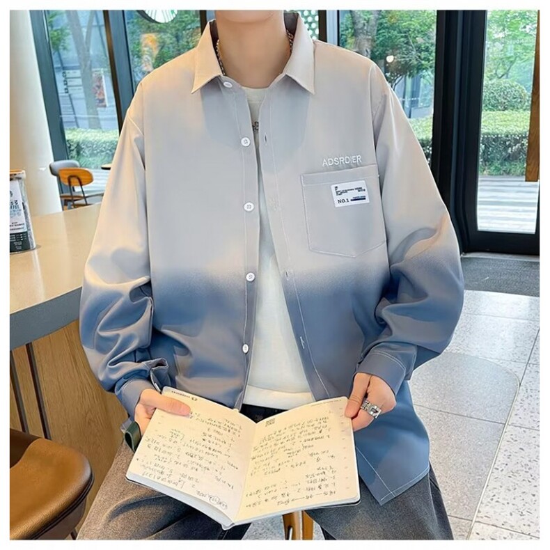 潮流美式长袖衬衫男士春夏新款潮牌痞帅宽松休闲夹克外套上衣服,男装夹克,星座1013