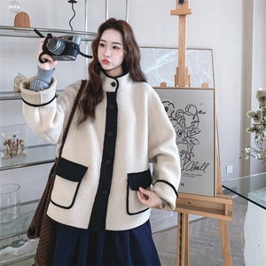 新款 呢料复合撞色短外套毛呢 AD922-P215K318图片