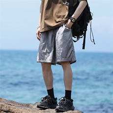 港风夏款男短裤字母刺绣冰丝皱宽松五分裤D130P30，男装牛仔裤，星座1013-1