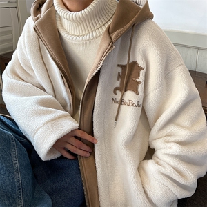 冬装假两件羊羔毛棉衣加厚棉服绣花外套 A071-099-P125图片