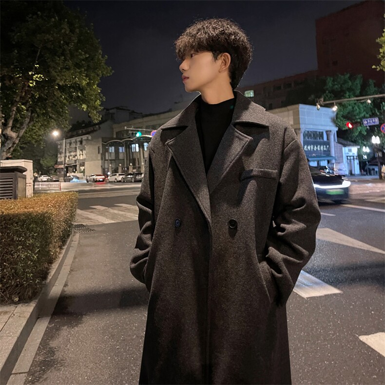 秋冬美式重磅毛呢大衣男潮宽松风衣中长外套MN9880/P100加棉P110，男装风衣，电商B316