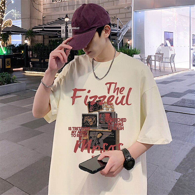 T795港风潮牌高街美式短袖T恤男夏季新款宽松半袖ins重磅纯棉体恤,男装T恤,星座304A-1