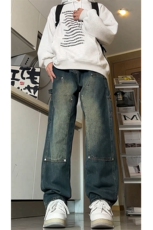 有视频现货伐木工装牛仔裤男宽松直筒GK07-P55-限价68，男装牛仔裤，星座310A-1