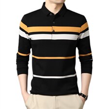 QLM55106男士2021年春季新款长袖t恤青年休闲纯棉polo衫体恤P75，男装Polo衫，电商B360