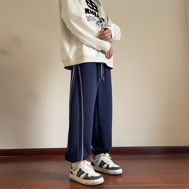 秋季重磅华棉高品质明辑线束脚宽松阔腿休闲裤ZK37*P39,男装休闲裤,星座511-1