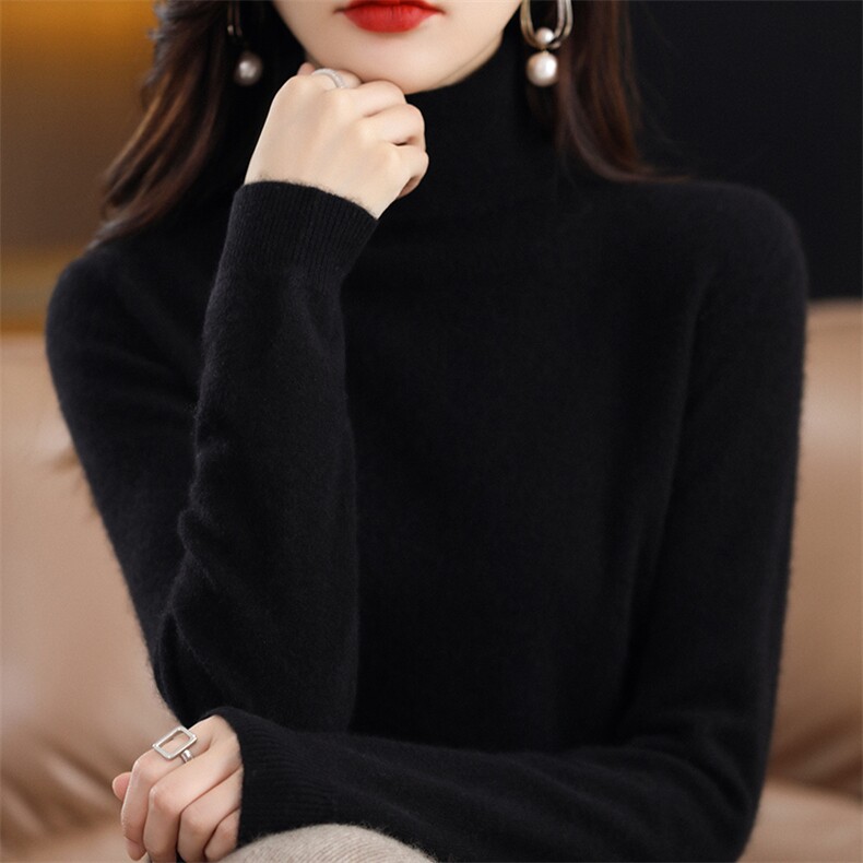 气质淑女时尚秋冬季新款高领长袖潮流百搭显瘦打底羊绒衫,女装羊绒衫,五色羊羊绒