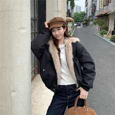 潮座山雕毛绒连帽棉服男女2025冬季美式cleanfit设计感加厚棉衣，男装棉衣，星座506A