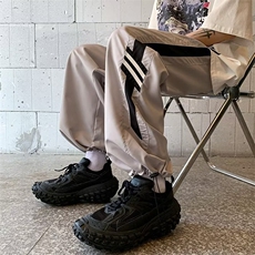 美式复古机能冲锋裤男ins潮高街小众条纹宽松休闲运动裤CK25-P38，男装休闲裤，星座1008