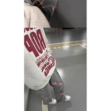 cleanfit满印玫瑰花牛仔裤男款秋冬新款痞帅高级感直筒宽松阔腿裤，男装牛仔裤，四季星座505