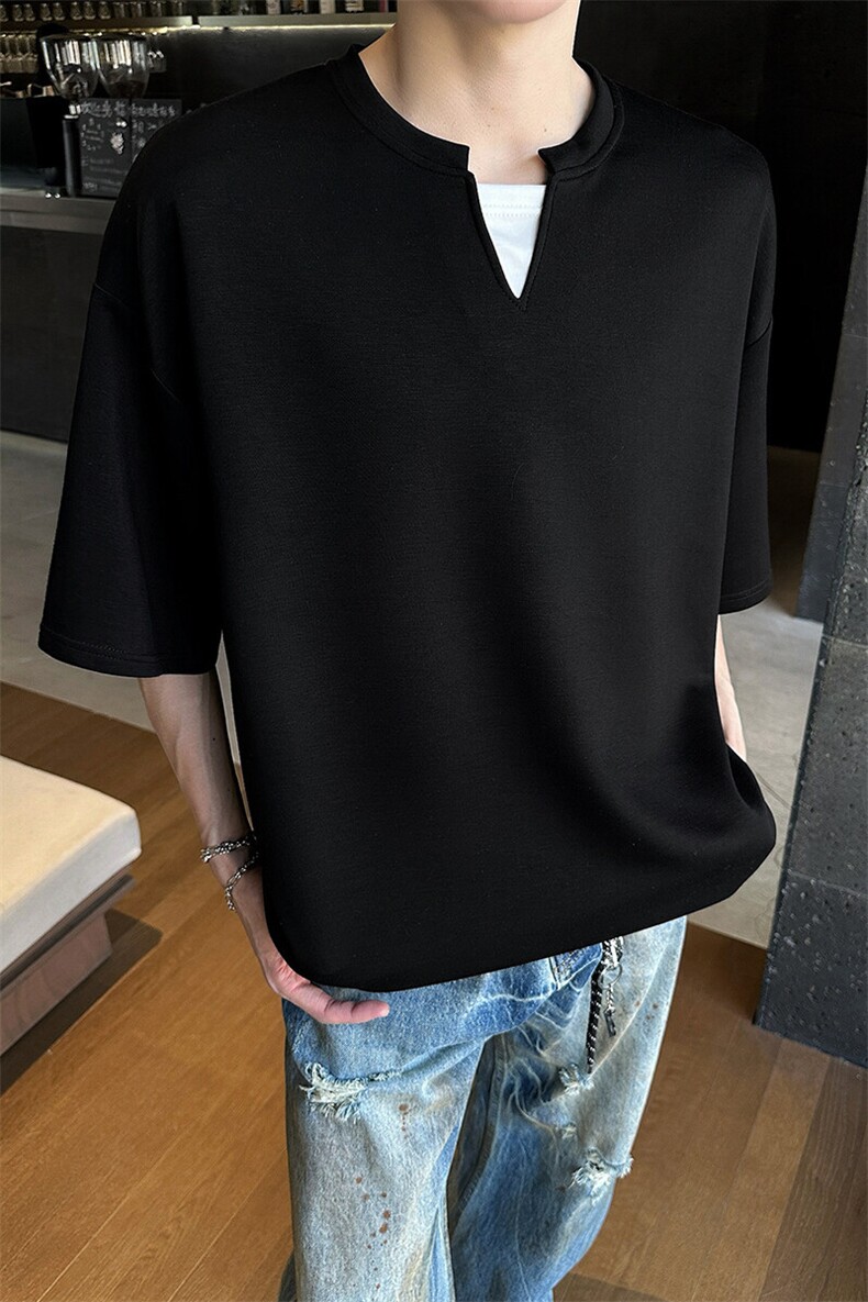 8XL-M特大码短袖男假两件五分袖高品质空气层宽松上衣DX321P35,男装T恤,电商D206-1