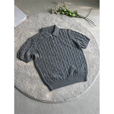 美式复古绞花针织短袖polo衫男夏季老钱风T恤正肩半袖LZ966-p39，男装T恤，星座1008