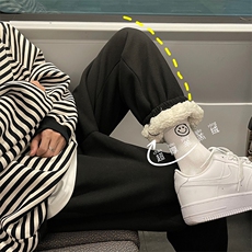 01冬季加厚保暖加绒羊羔毛裤男束脚阔腿休闲裤XZ211-1-K2461-P60，男装棉衣，星座211-1