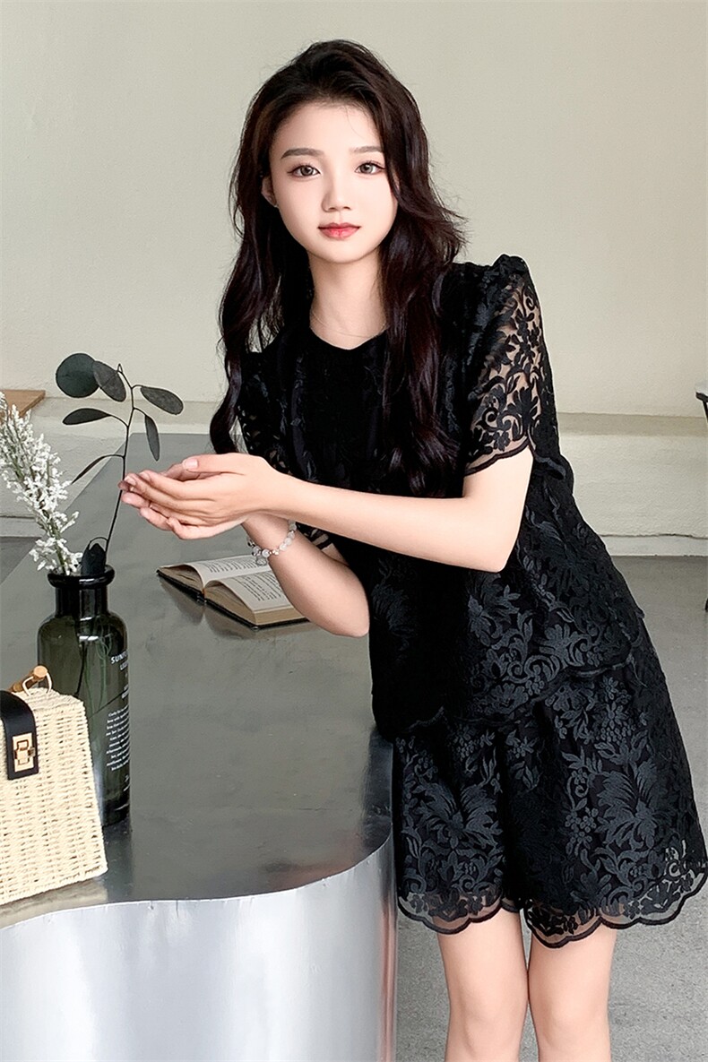 现货新中式蕾丝套装女2024年夏季新款百搭高端气质时髦两件套女装,女装套装/套裙,网红馆