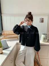 【依嘟】2026短款女小个子女款高级感羊毛外套（含100%羊，女装双面呢大衣，依嘟服饰