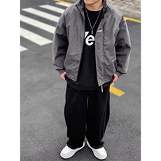 小众侧拉链设计美式三条杠风衣夹克男户外街头机能风宽松休闲外套，男装风衣，星座1210-1