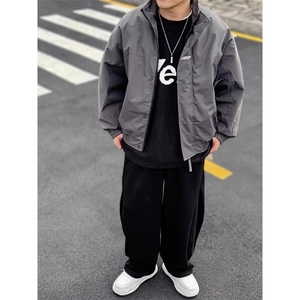 小众侧拉链设计美式三条杠风衣夹克男户外街头机能风宽松休闲外套图片
