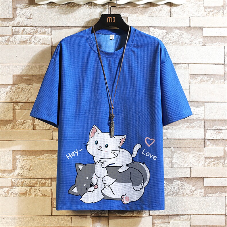 华夫格t恤男短袖男大码五分袖砖墙挂拍HT7300-P22，男装T恤，电商A040A