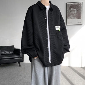 衬衫男2025春季新款提花港风宽松长袖衬衣CS027-P45图片