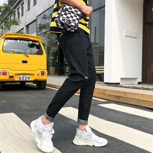 牛仔裤男修身韩版潮流夏季九分2021小脚潮牌休闲裤子802-P35图片