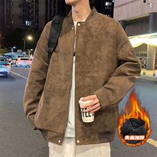 冬季男士棉衣麂皮绒夹棉飞行夹克加厚棒球领外套，男装夹克，星座1206-1（原A206-1）