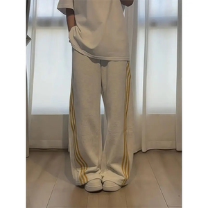 三条杠运动卫裤男秋季重磅垂感美式裤子直筒休闲阔腿裤XK624-P37图片