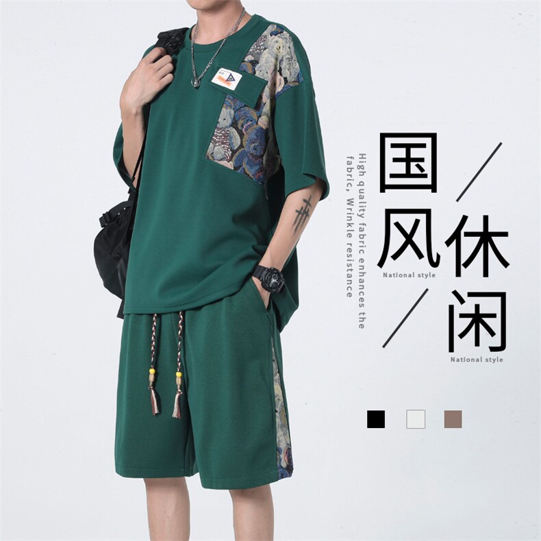 ！直播高品质！2024夏季男士风短袖T恤套装TZH245特P45,男装T恤,电商B220