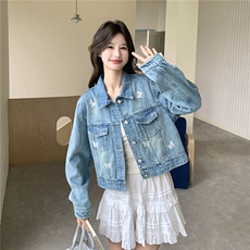 现货！现货！2026年春秋新款时尚洋气蝴蝶绣牛仔短款外套女，女装短外套，2C306