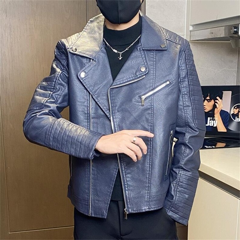 JK713-特P90皮皮衣春秋新款男式翻领机车皮夹克男外套,男装夹克,电商D310B-1