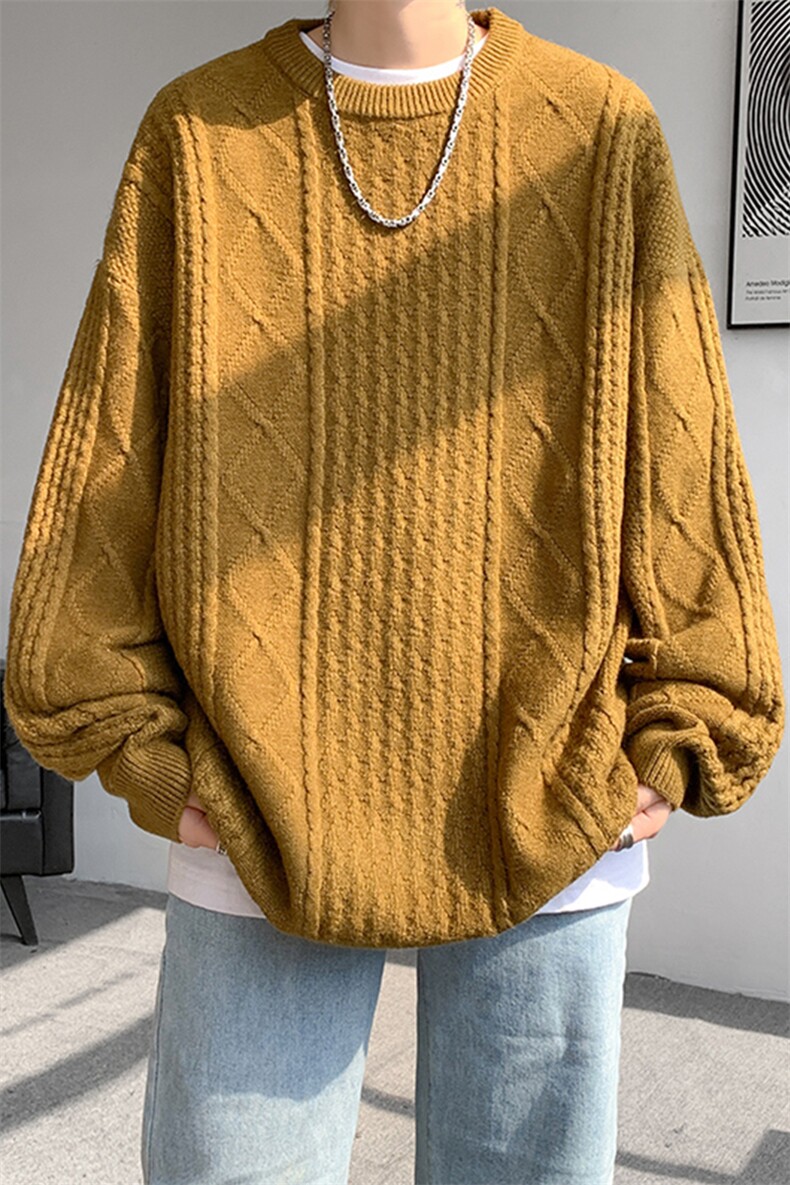 8XL-M圆领毛衣男秋冬季宽松慵懒套头麻花针织衫毛线衣MY19005P68,男装针织衫/毛衣,电商B312