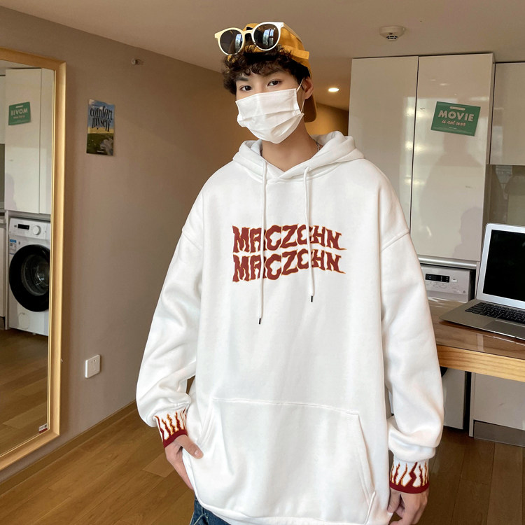 火焰袖口发泡字母潮牌中性卫衣男女连帽ZW12薄款P55加绒P60控68，男装卫衣，星座1408-1