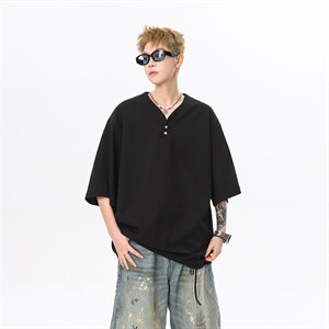 现货 夏新男高品质大码宽松短袖T恤V领打底衫513 DT3536 P33图片