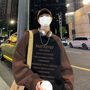 港风新款秋季时尚百搭宽松字母印花潮流卫衣WY614P48控68图片