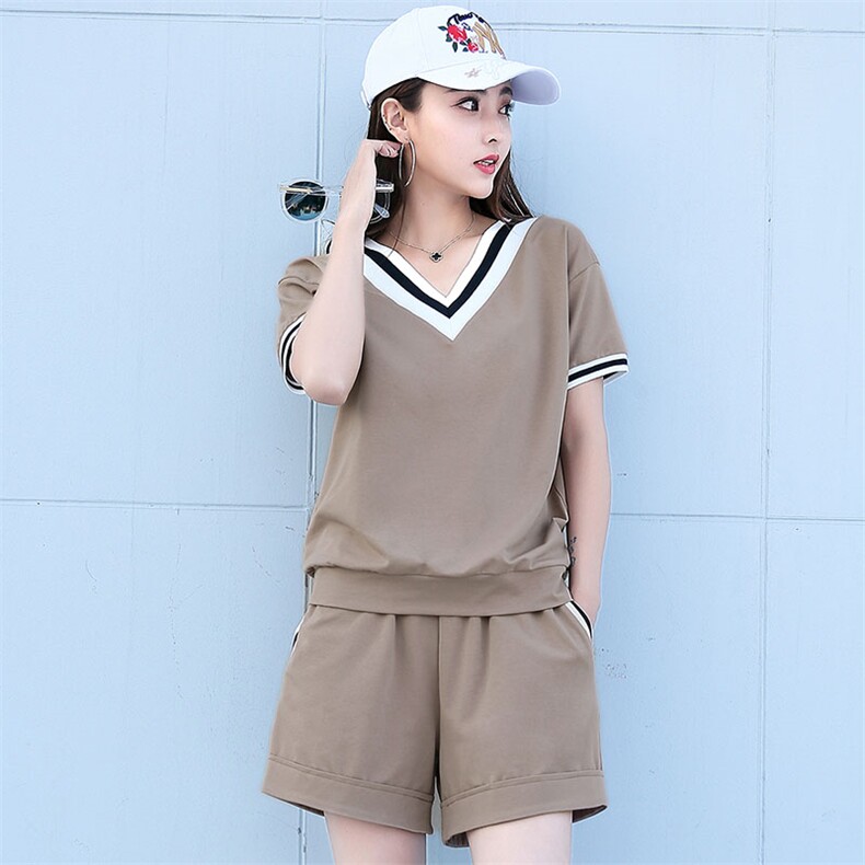 V领优雅时尚休闲短袖口袋清纯甜美套装/套裙2020年夏季,女装套装/套裙,凯瑟曼