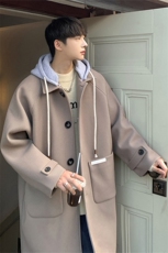 港风连帽毛呢大衣男女韩版潮流中长款风衣外套812-F607-P128，男装风衣，星座812
