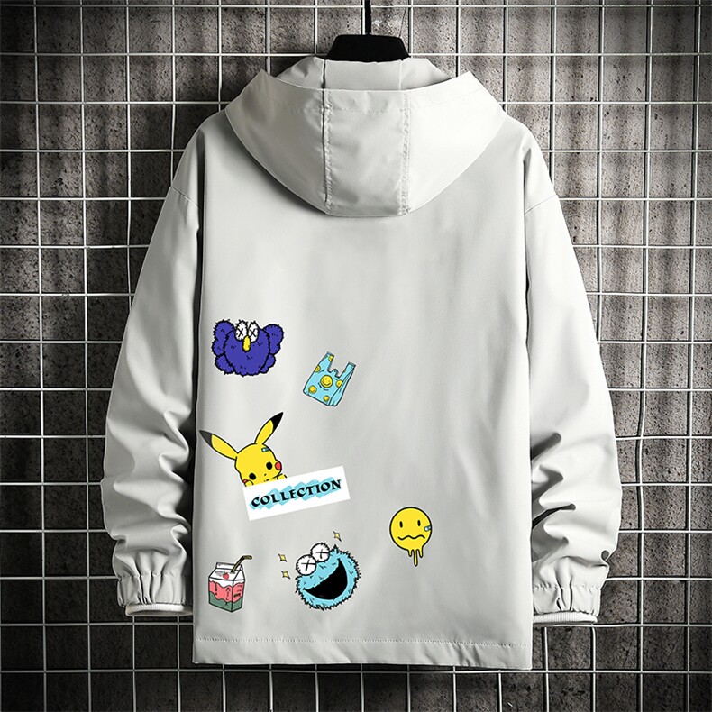 JK65079-P45连帽夹克男大码胖子棒球服上衣外套网格挂拍,男装夹克,电商A040A