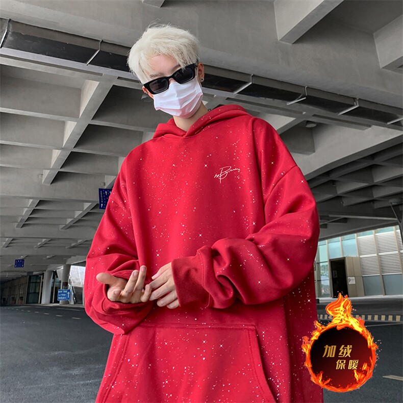 抖音得物高品质重磅全棉二开支持退换360克满天星连帽卫衣1019,男装卫衣,电商A486