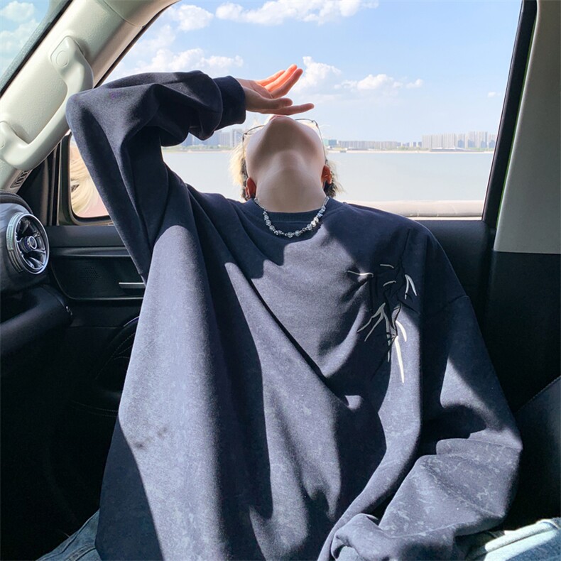 ！2025重工刺绣男士圆领卫衣雪花潮牌情侣长袖WY55特P35，男装卫衣，电商B220