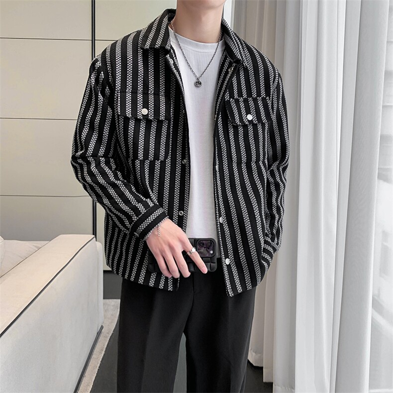 春秋款小香风条纹夹克外套A328-2286-K129，男装夹克，星座406