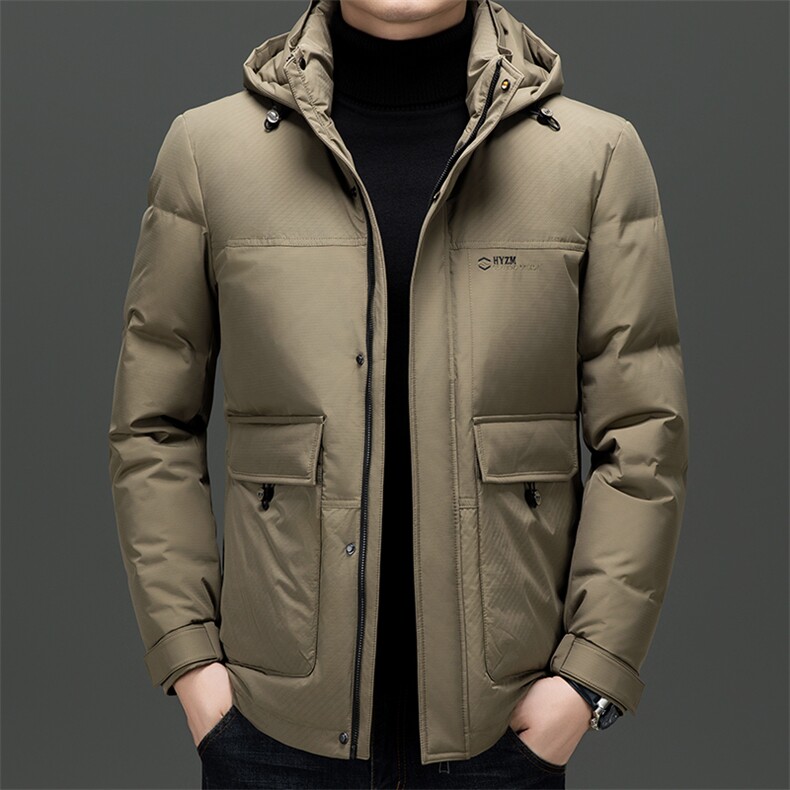 厚款羽绒服男纯色可脱卸冬季防寒白鸭绒男潮流户外新标保暖外套，男装羽绒服，电商B212（原钱塘6029）
