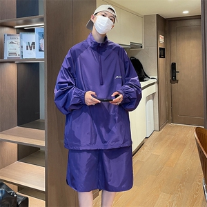 冲锋防晒衣套装男夏季钓鱼服运动外套短裤两件套TZ68 310B-2-P80图片