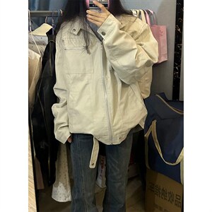 26春装高品质老钱风立领夹克外套男女美式潮牌拉链工装风宽松上衣