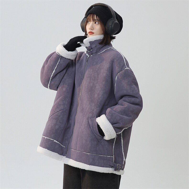 皮毛一体羊羔毛外套女冬季新款机车服夹克棉服225-2-Y208-P158,男装夹克,星座225-2