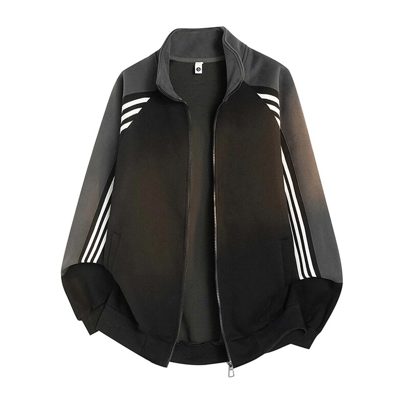 抖音得物高品质美式高街重磅结构织带拼接撞色立领卫衣外套CM41，男装卫衣，电商A486-1