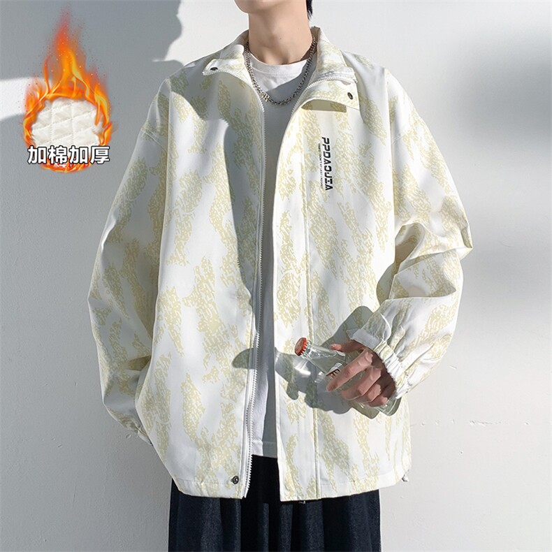 图案有版权港风暗纹立领大码棉服夹克外套男士J614加棉-P80控118图片