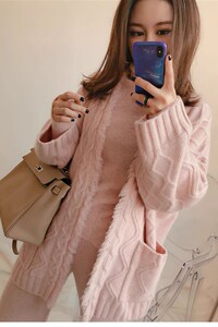 时尚百搭宽松毛衣外套女秋冬季新款针织开衫慵懒风外穿韩版上衣图片