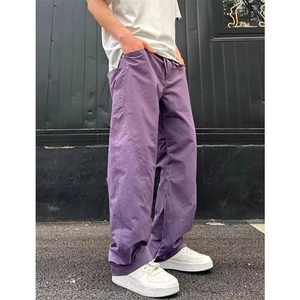 美式高街弯刀男弹力阔腿裤子显高显瘦微喇裤513ACK2431P35图片