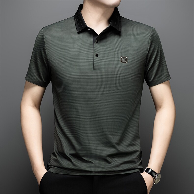夏季男士短袖polo衫中青年休闲宽松翻领冰丝薄款T恤QSD1262-P60,男装Polo衫,星座1105-3